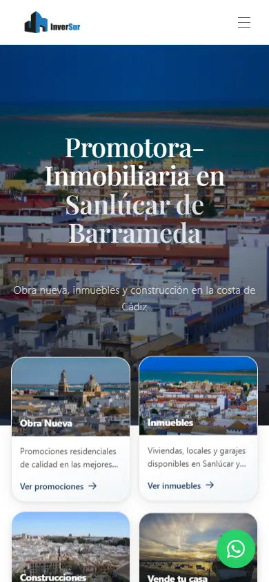 Versión móvil real de la web de InverSur